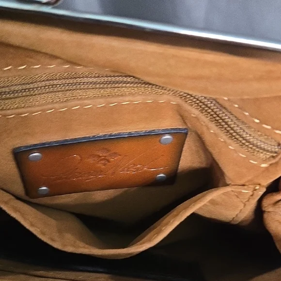 Patricia Nash Brown and Blue Embossed Floral Clutch - Picture 6 of 9